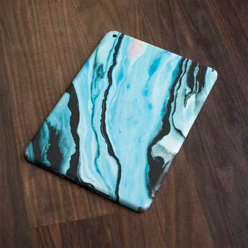 Aqua Blue Marble Ink Apple iPad Skin