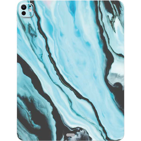 Aqua Blue Marble Ink iPad Pro 13in M4 (2024) Skin