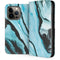 Aqua Blue Marble Ink iPhone 13 Pro Folio Case