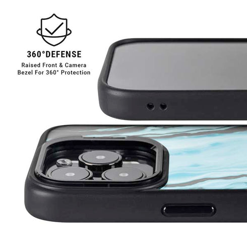 Aqua Blue Marble Ink iPhone 13 Pro Kickstand Case