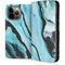 Aqua Blue Marble Ink iPhone 13 Pro Max Folio Case