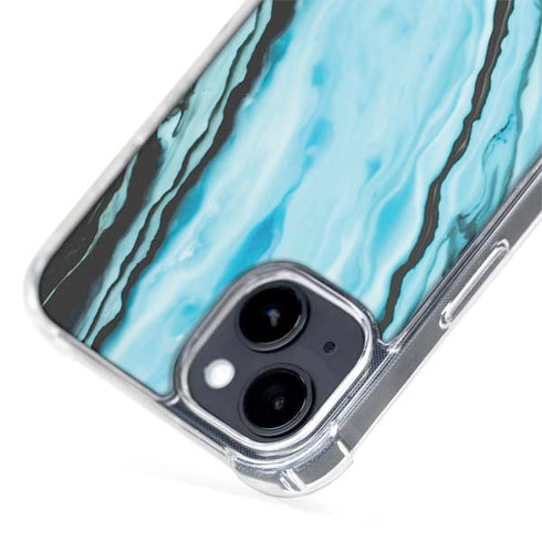 Aqua Blue Marble Ink iPhone 14 MagSafe Case