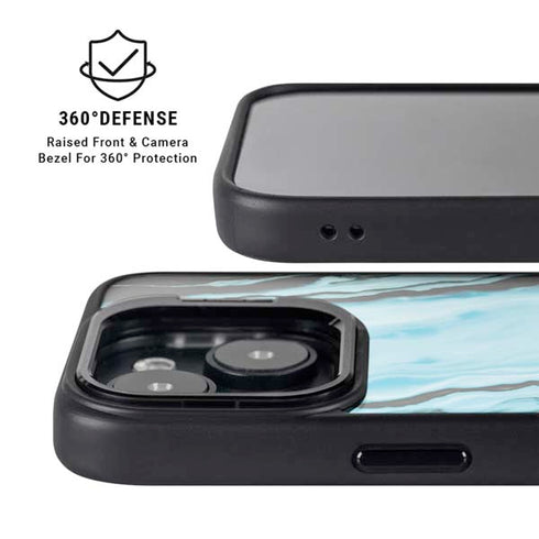 Aqua Blue Marble Ink iPhone 14 Plus Kickstand Case