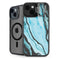 Aqua Blue Marble Ink iPhone 15 Kickstand Case