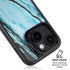Aqua Blue Marble Ink iPhone 15 Plus Kickstand Case