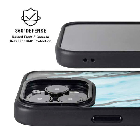 Aqua Blue Marble Ink iPhone 15 Pro Kickstand Case