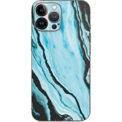 Aqua Blue Marble Ink iPhone 15 Pro Max Skin