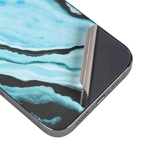 Aqua Blue Marble Ink iPhone 15 Pro Max Skin