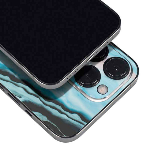 Aqua Blue Marble Ink iPhone 15 Pro Max Skin