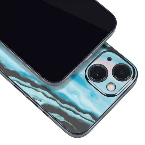 Aqua Blue Marble Ink iPhone 15 Skin
