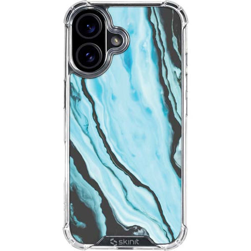 Aqua Blue Marble Ink iPhone 16 Clear Case