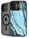 Aqua Blue Marble Ink iPhone 16 Kickstand Case