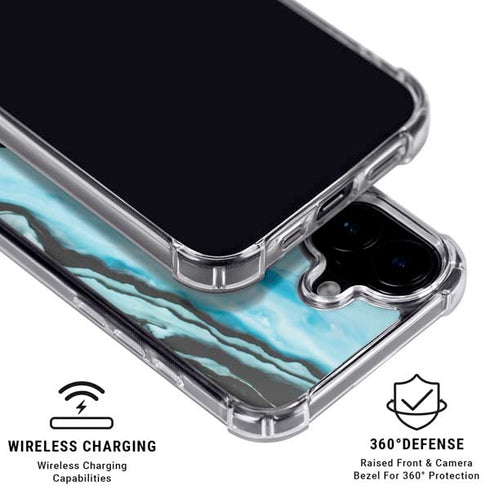 Aqua Blue Marble Ink iPhone 16 MagSafe Case