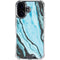 Aqua Blue Marble Ink iPhone 16 Plus Clear Case
