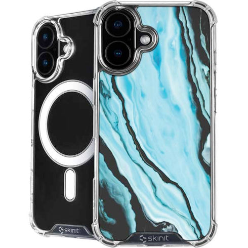 Aqua Blue Marble Ink iPhone 16 Plus MagSafe Case