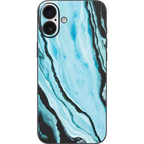 Aqua Blue Marble Ink iPhone 16 Plus Skin