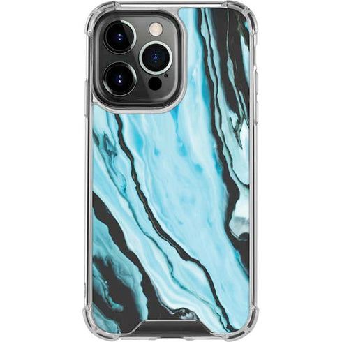 Aqua Blue Marble Ink iPhone 16 Pro Clear Case