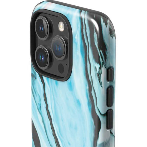 Aqua Blue Marble Ink iPhone 16 Pro Impact Case