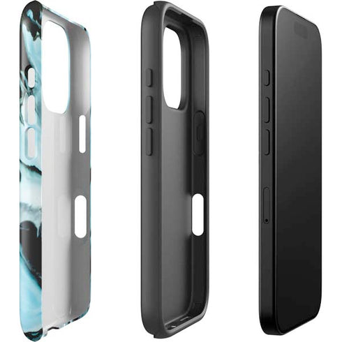 Aqua Blue Marble Ink iPhone 16 Pro Impact Case