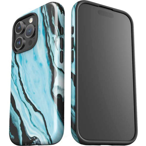 Aqua Blue Marble Ink iPhone 16 Pro Impact Case