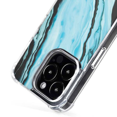 Aqua Blue Marble Ink iPhone 16 Pro MagSafe Case