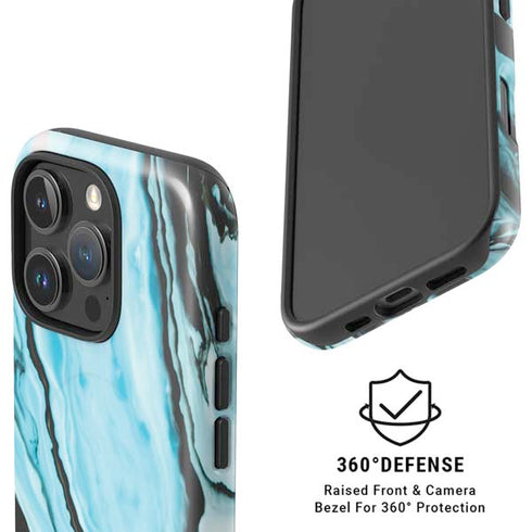 Aqua Blue Marble Ink iPhone 16 Pro Magsafe Impact Case
