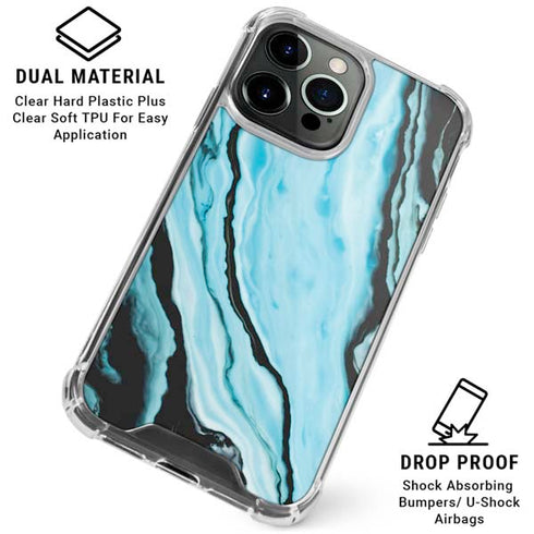 Aqua Blue Marble Ink iPhone 16 Pro Max Clear Case