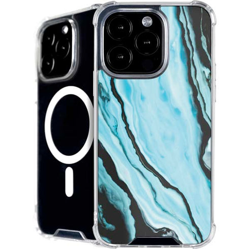 Aqua Blue Marble Ink iPhone 16 Pro Max MagSafe Case