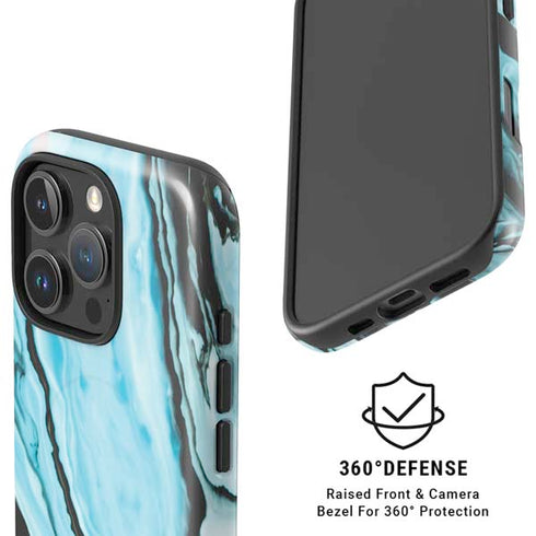 Aqua Blue Marble Ink iPhone 16 Pro Max Magsafe Impact Case