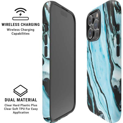 Aqua Blue Marble Ink iPhone 16 Pro Max Magsafe Impact Case