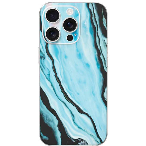 Aqua Blue Marble Ink iPhone 16 Pro Skin