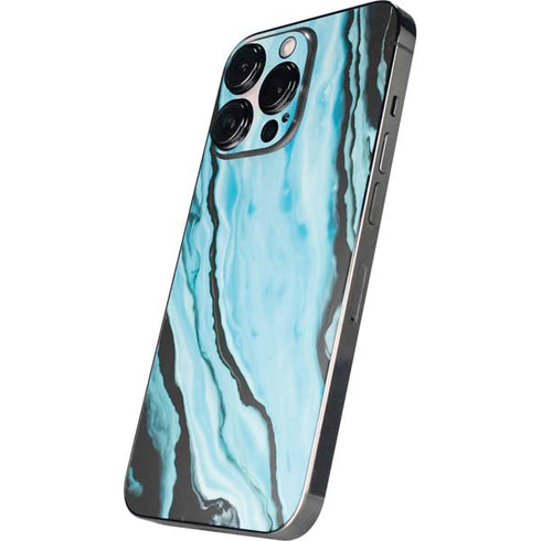 Aqua Blue Marble Ink iPhone 16 Pro Skin