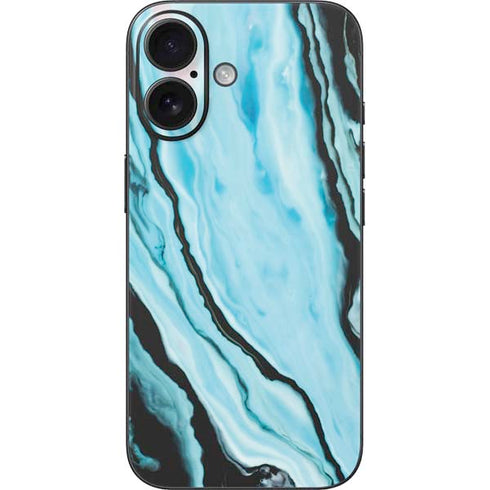 Aqua Blue Marble Ink iPhone 16 Skin