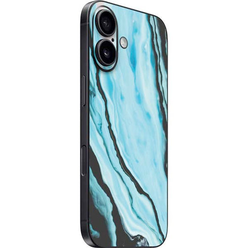 Aqua Blue Marble Ink iPhone 16 Skin