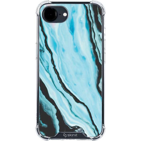 Aqua Blue Marble Ink iPhone 16e Clear Case