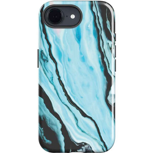 Aqua Blue Marble Ink iPhone 16e Impact Case