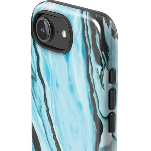 Aqua Blue Marble Ink iPhone 16e Impact Case