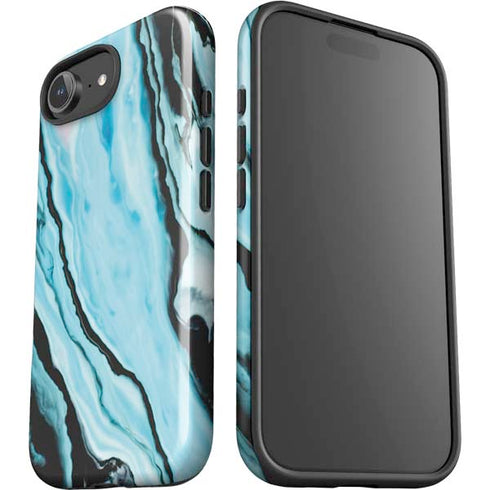 Aqua Blue Marble Ink iPhone 16e Impact Case