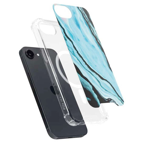Aqua Blue Marble Ink iPhone 16e MagSafe Case