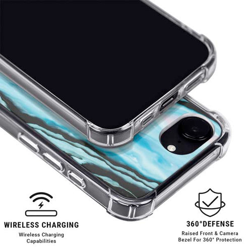 Aqua Blue Marble Ink iPhone 16e MagSafe Case