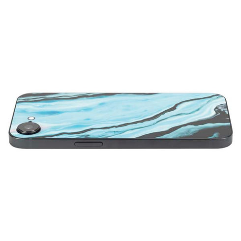 Aqua Blue Marble Ink iPhone 16e Skin