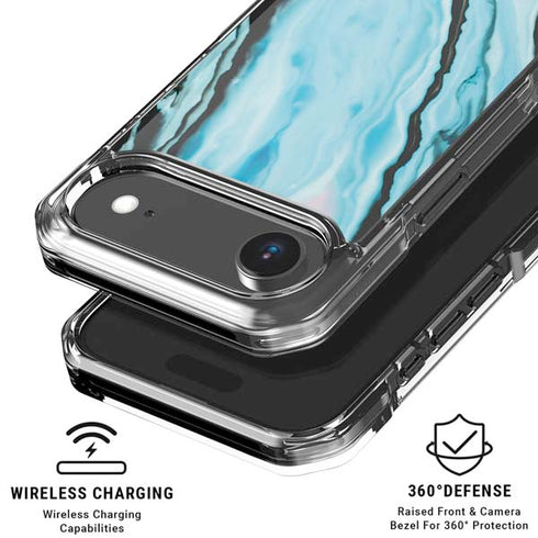 Aqua Blue Marble Ink iPhone 17 Air Clear Case