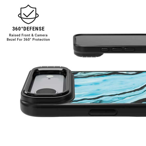 Aqua Blue Marble Ink iPhone 17 Air Kickstand Case