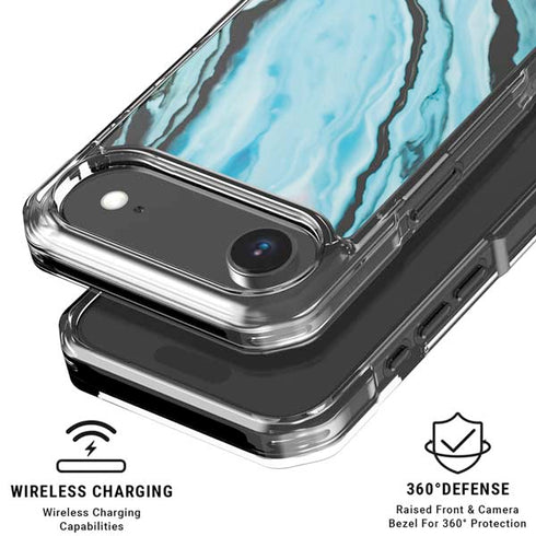 Aqua Blue Marble Ink iPhone 17 Air MagSafe Case