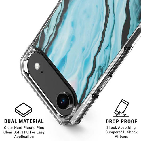 Aqua Blue Marble Ink iPhone 17 Air MagSafe Case