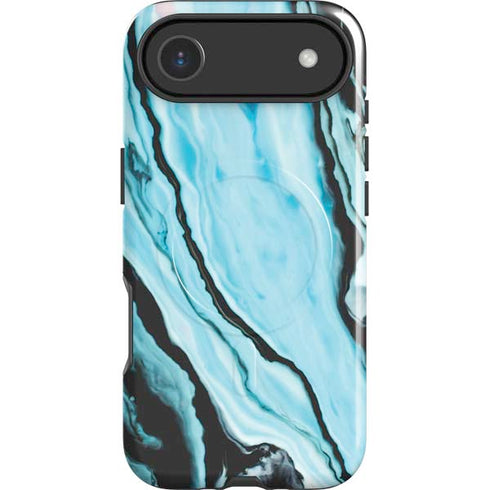 Aqua Blue Marble Ink iPhone 17 Air Magsafe Impact Case
