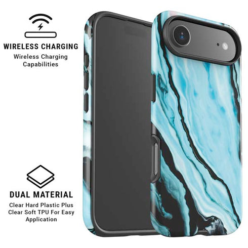 Aqua Blue Marble Ink iPhone 17 Air Magsafe Impact Case