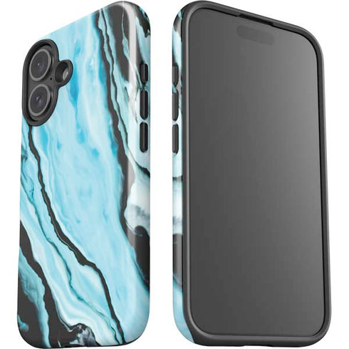 Aqua Blue Marble Ink iPhone 17 Impact Case