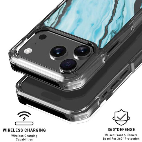 Aqua Blue Marble Ink iPhone 17 Pro Clear Case