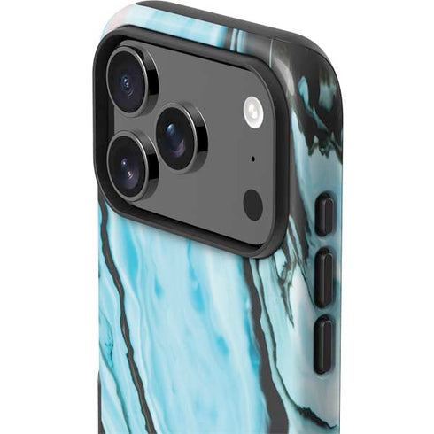 Aqua Blue Marble Ink iPhone 17 Pro Impact Case
